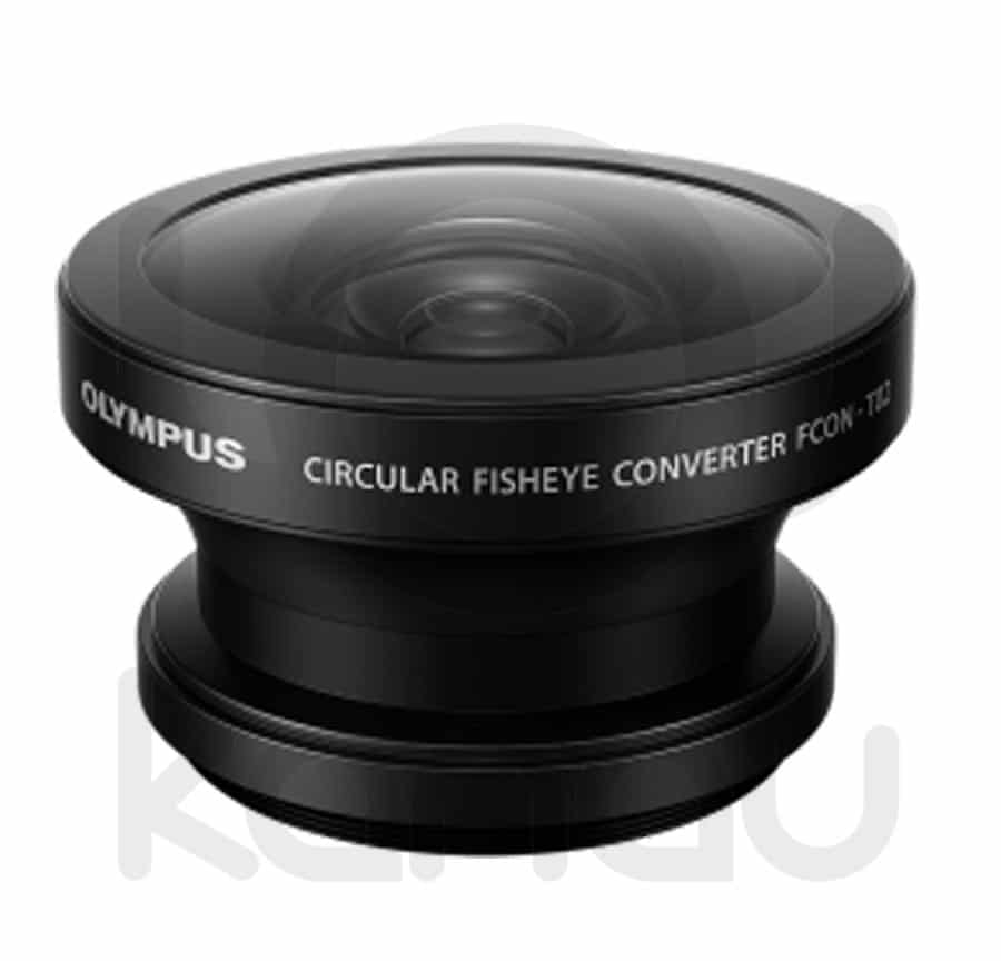 Olympus lente ojo de pez FCON-T02 Compatible con cámaras Olympus TG-5 y TG-6 No sacrifica la luminosidad de la cámara (f2.0) Visión angular de 130º Se puede poner incluso bajo el agua. Sumergible a – 15m. Es necesario el adaptador CLA-T01